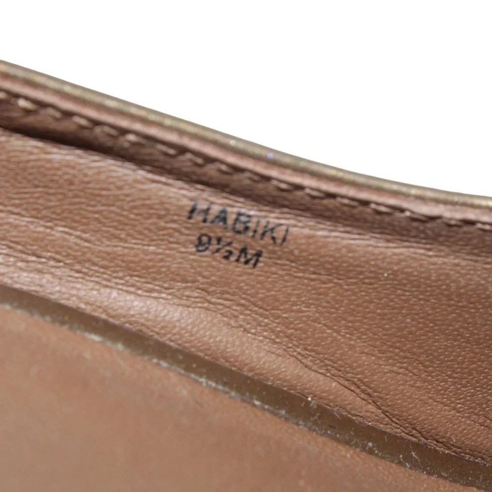 Donald J Pliner Size 9 M Beige Brown Habiki Patent Leather Peeptoe Wedge Heels - Picture 8 of 9